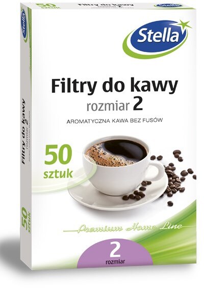 Filtry do kawy Stella, rozmiar 2, 50 sztuk, brązowy