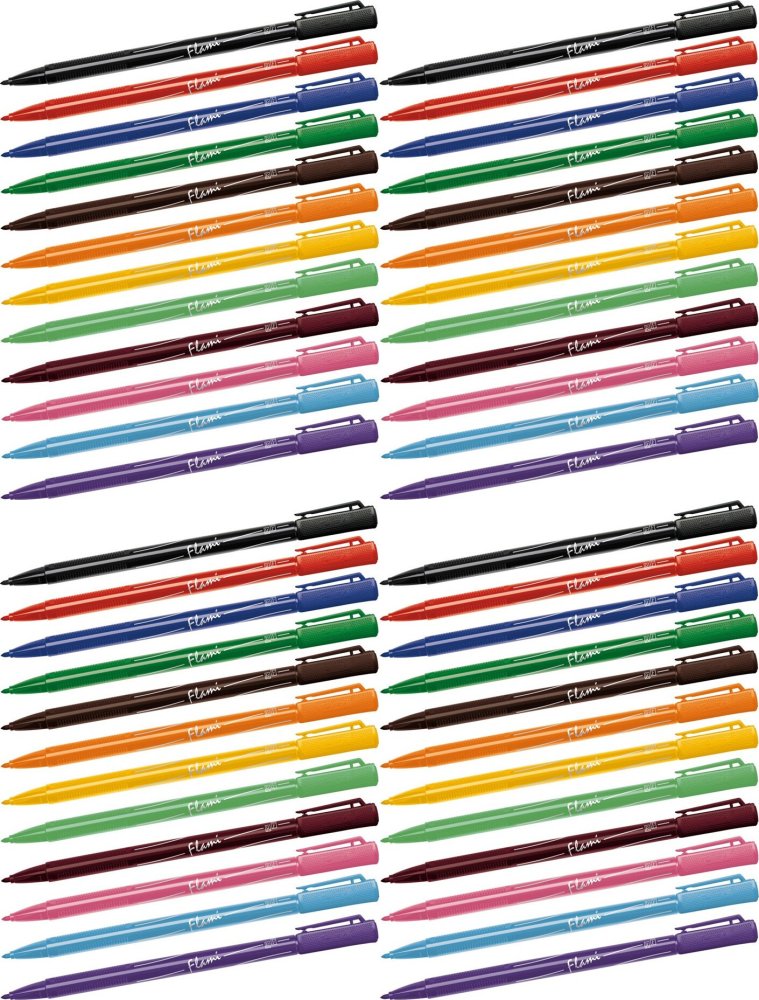 4x Pisaki Rystor, Flami RF, okrągła, 1mm, 12 sztuk, mix kolorów