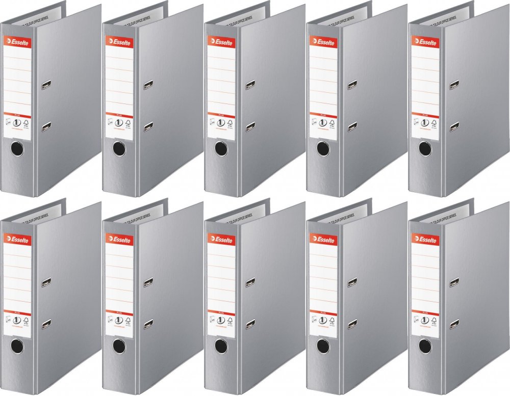 10x Segregator A4 Esselte No.1 Vivida Plus, 80mm, do 600 kartek szary