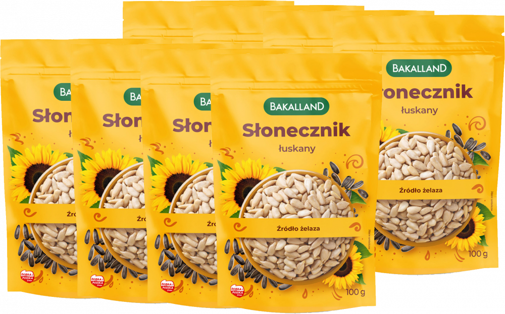 8x Słonecznik łuskany Bakalland, 100g