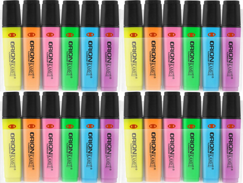 4x Zakreślacz Kamet, Orion, ścięta, 6 sztuk, mix kolorów