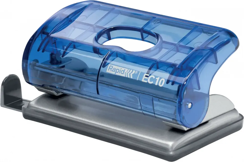 Dziurkacz Rapid EC10, do 10 kartek, przezroczysty niebieski