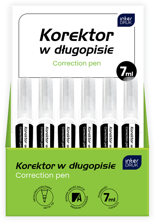 24x Korektor w długopisie Interdruk, 7ml