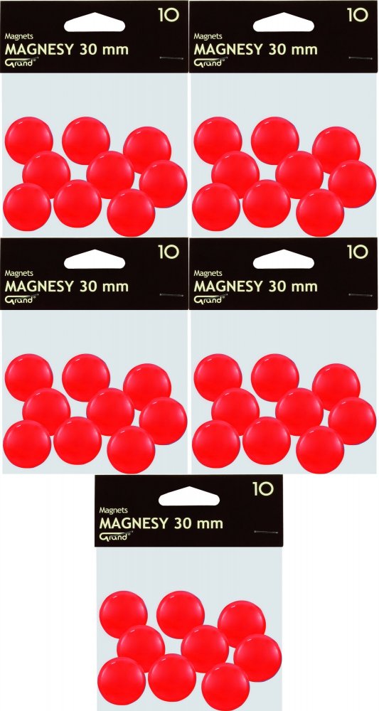 5x Magnesy Grand, 30mm, 10 sztuk, czerwony