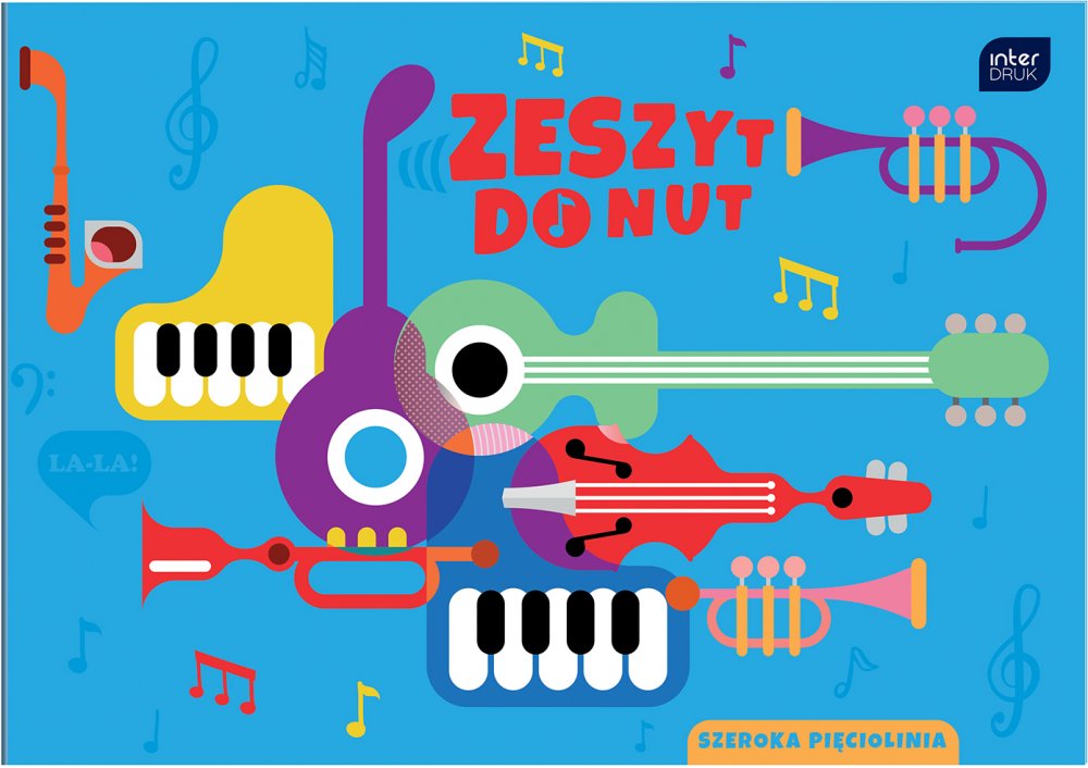 Zeszyt do nut w szerokie linie Interdruk, B5, 16 kartek, mix wzorów