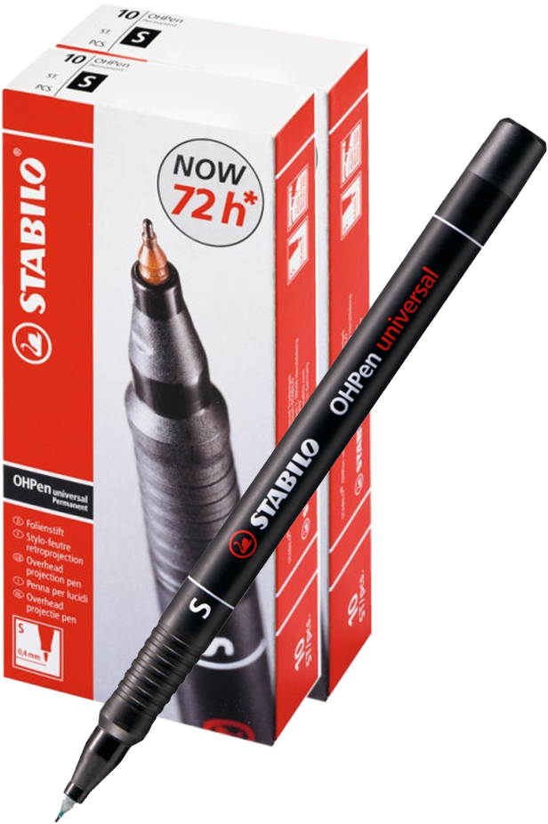 20x Foliopis Stabilo, OHPen, okrągła, 0.4mm (S), czarny