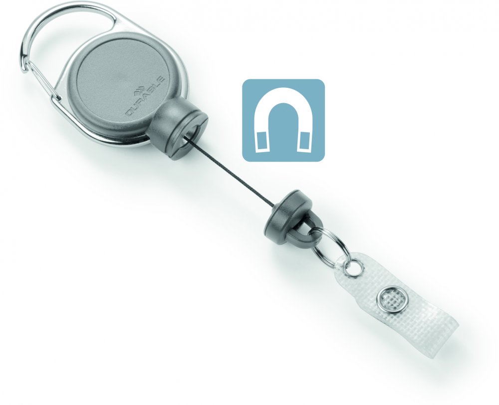 Mechanizm ściągający Durable Extra Strong, do kart identyfikacyjnych, 1 sztuka, szary