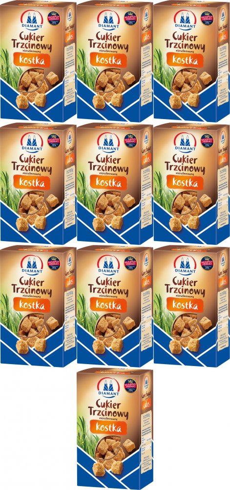 10x Cukier trzcinowy Diamant, w kostkach, 0.5kg