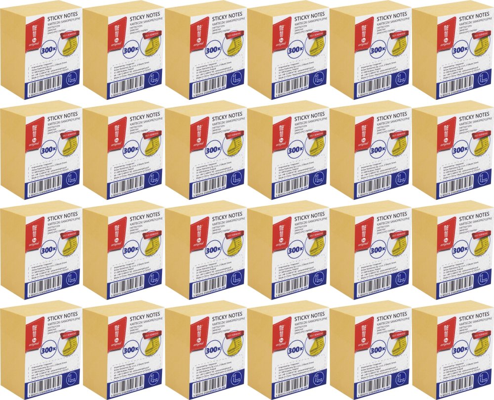 24x Karteczki samoprzylepne MemoBe, 40x50mm, 300 karteczek, żółty