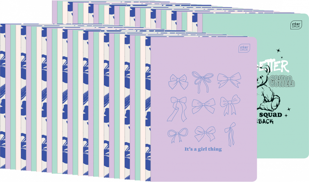 60x Zeszyt w kratkę Interdruk UV Girls, A5, 60 kartek, mix wzorów