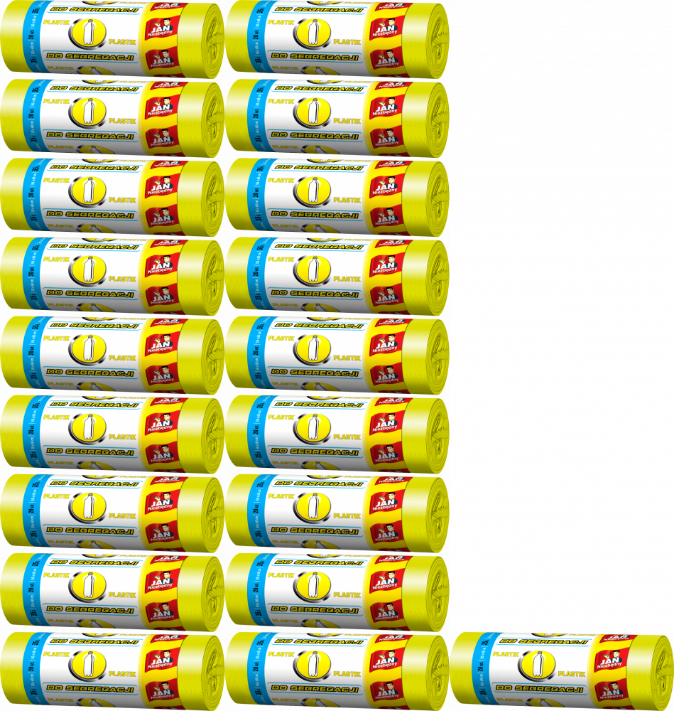 20x Worki na śmieci Jan Niezbędny, na plastik, 35l, 20 sztuk, żółty