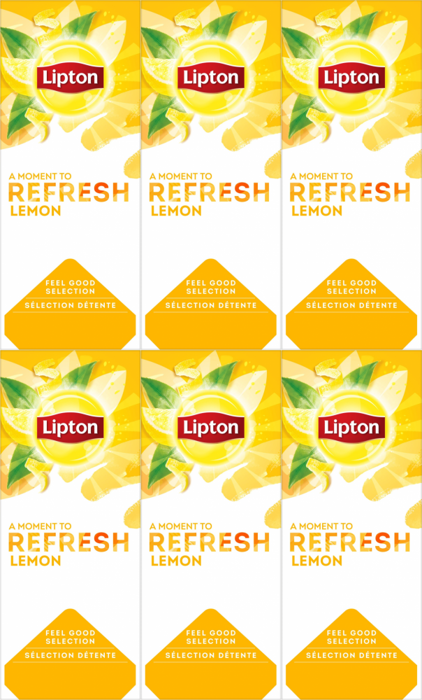 6x Herbata czarna aromatyzowana w kopertach Lipton Classic, lemon, 25 sztuk x 1.6g