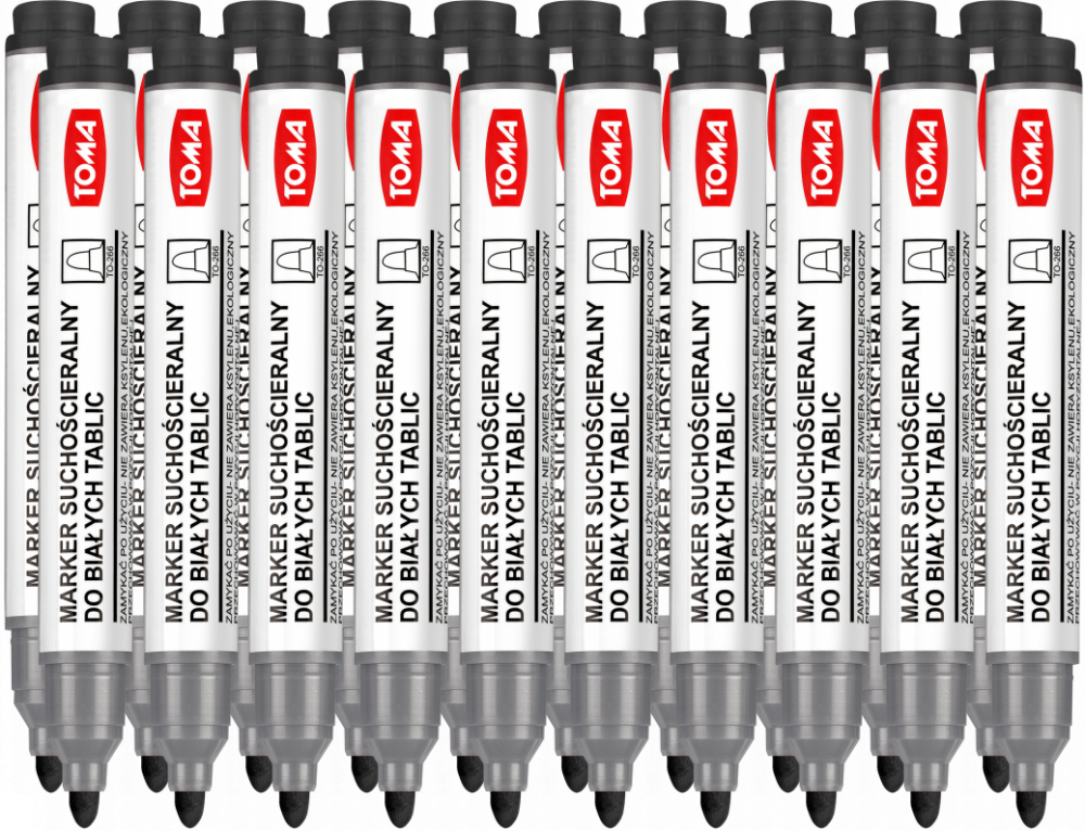 20x Marker suchościeralny Toma TO-266, okrągła, 2mm, czarny