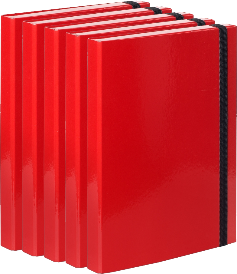 5x Teczka kartonowa z gumką VauPe Box z mechanizmem ringowym, A4, 30mm, czerwony