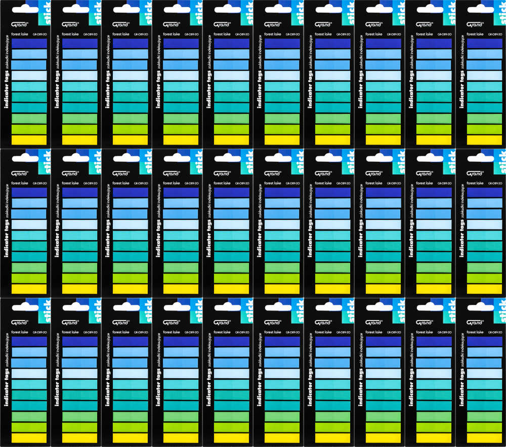 40x Zakładki samoprzylepne Grand Forest lake GR-089-20, indeksujące, proste, 45x11 mm, 10x20sztuk, mix kolorów