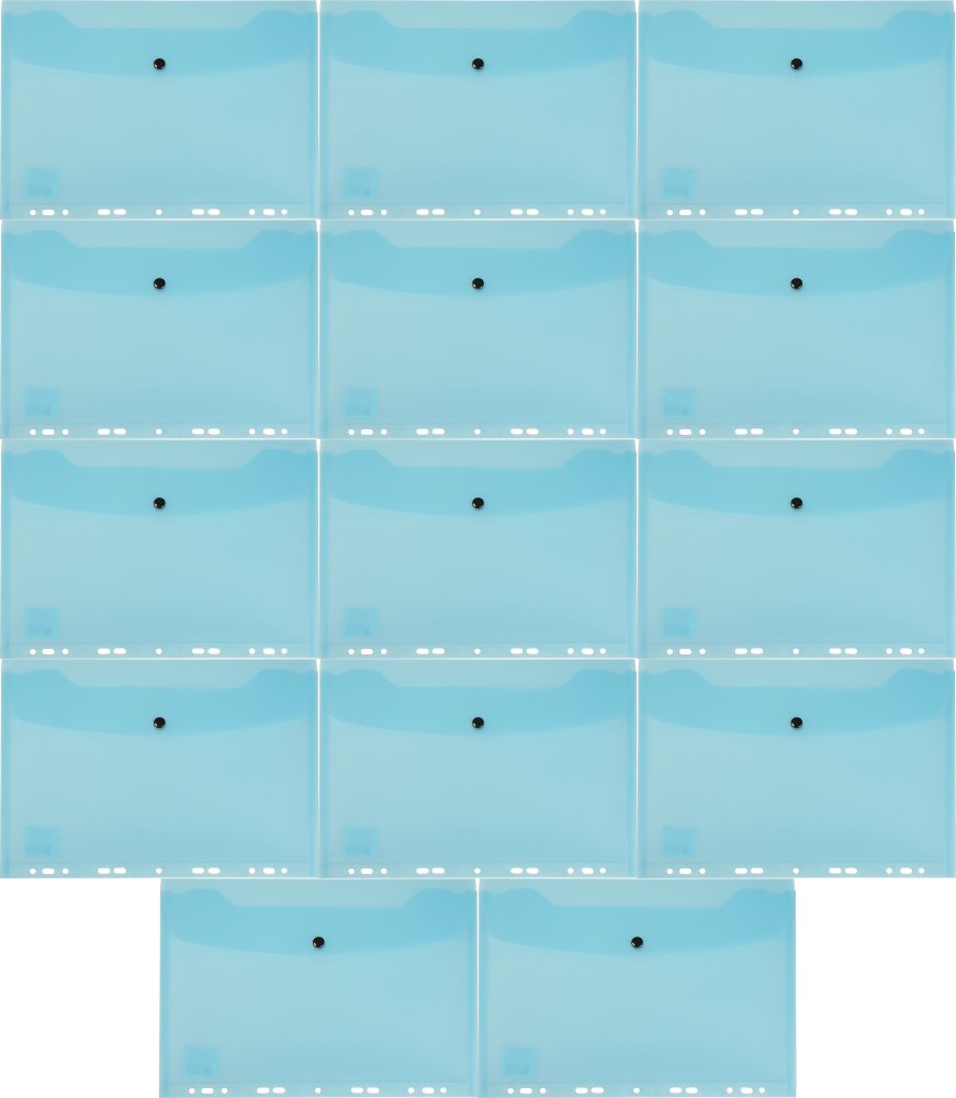 14x Teczka koperta do segragatora A4, Biurfol, A4, na zatrzask , przezroczysty niebieski