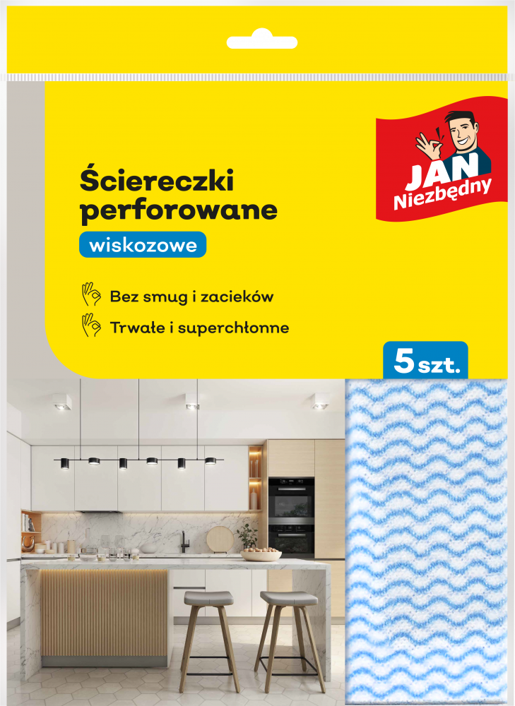 Ściereczka perforowana Jan Niezbędny, wiskoza, 40x50cm, 5 sztuk, mix kolorów