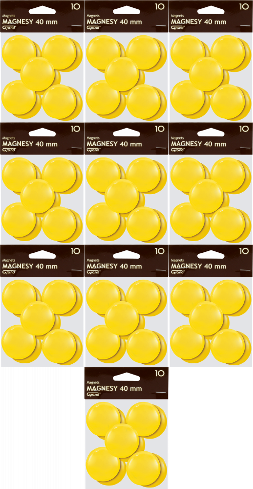 10x Magnes Grand, 40mm, 10 sztuk, żółty