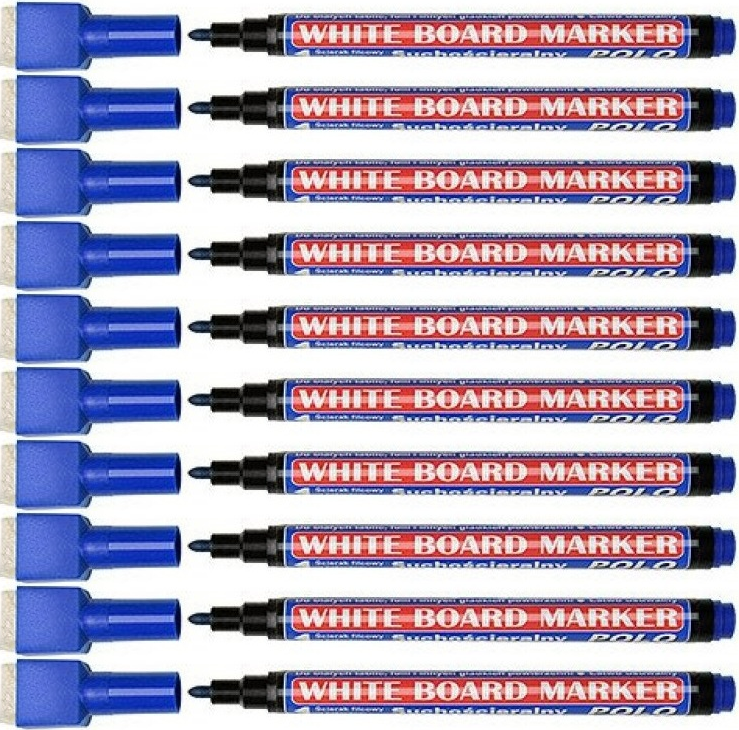 10x Marker suchościeralny Kamet Polo, okrągła, 2 mm, niebieski