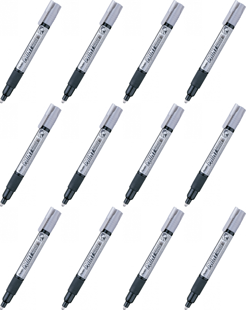 12x Marker olejowy Pentel MMP20, okrągła, 4.6 mm, srebrny