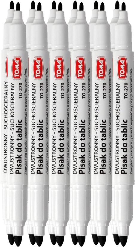 12x Marker suchościeralny Toma 270, dwustronny, okrągła, 0.8/1.5 mm, czarny