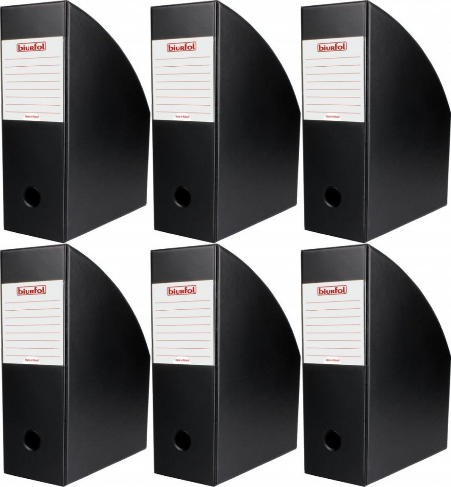 6x Organizer na dokumenty Biurfol, A4, 100mm, czarny