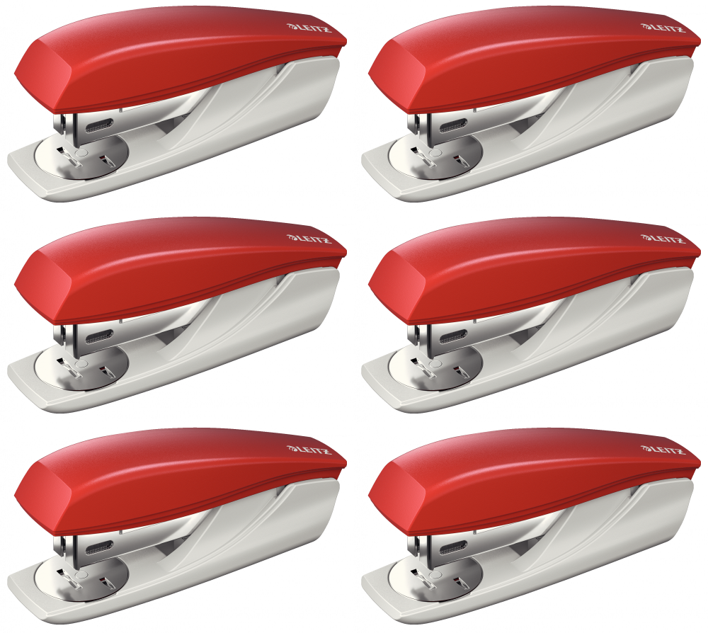 6x Zszywacz Leitz 5501, do 25 kartek, czerwony