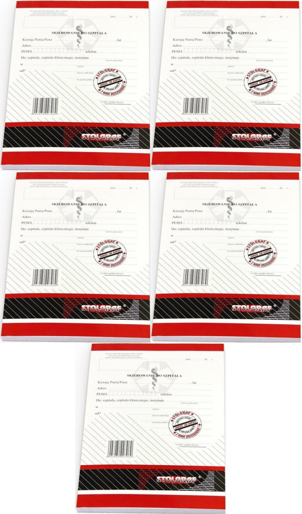 5x Druk akcydensowy Skierowanie do szpitala Stolgraf Z-6, A5, 1 kopia, 100k