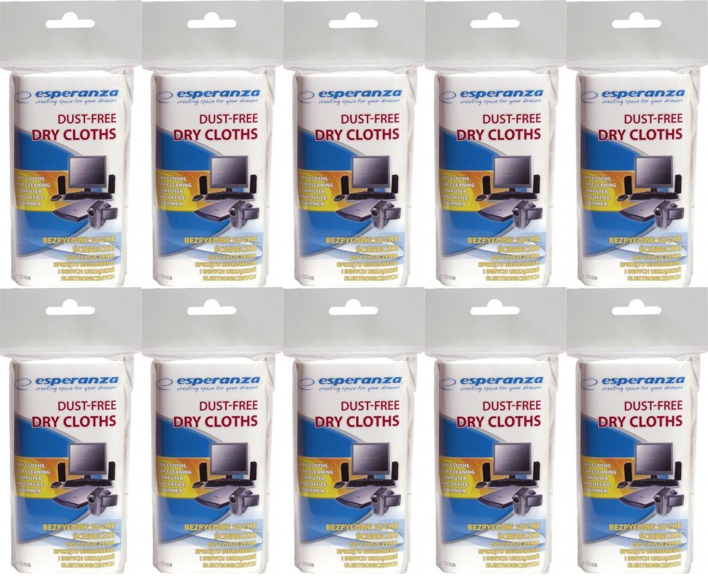 10x Chusteczki bezpyłowe suche Esperanza, 24 sztuki