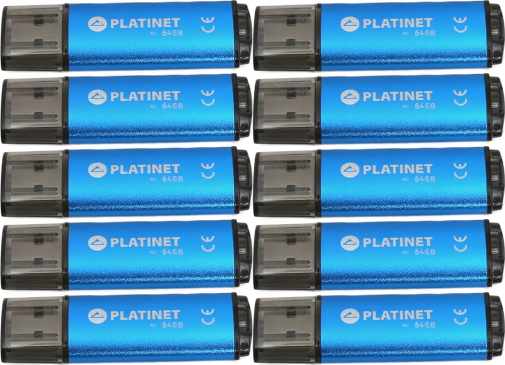 10x Pendrive aluminiowy Platinet X-Depo, 64GB, USB 2.0, niebieski