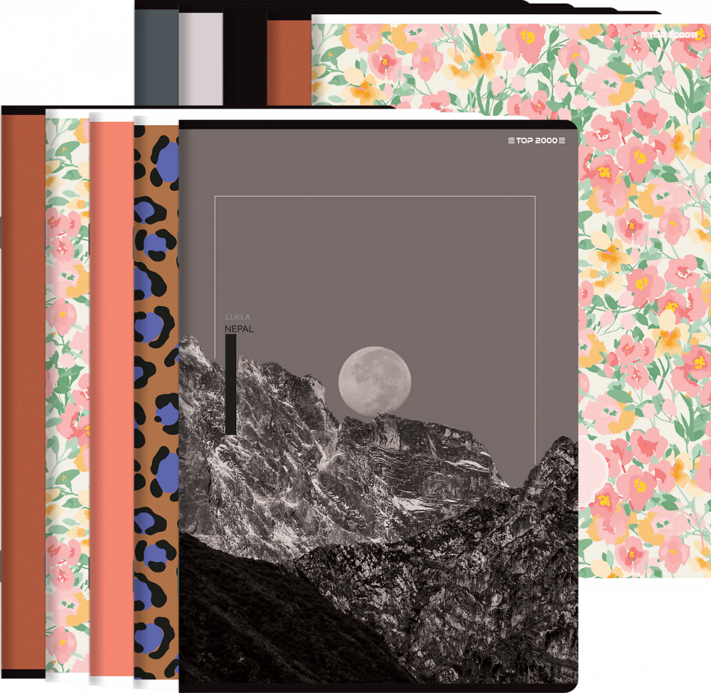 10x Zeszyt w kratkę TOP 2000 Megamix, A5, 60 kartek, mix wzorów 2