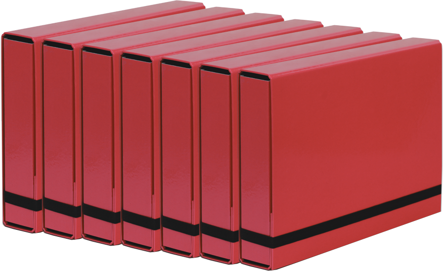 7x Teczka kartonowa z gumką VauPe Box Caribic, A4, 50mm, czerwony