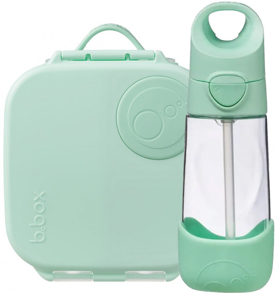 Zestaw: Mini lunchbox + bidon na wodę ze słomką B.Box Spearmint