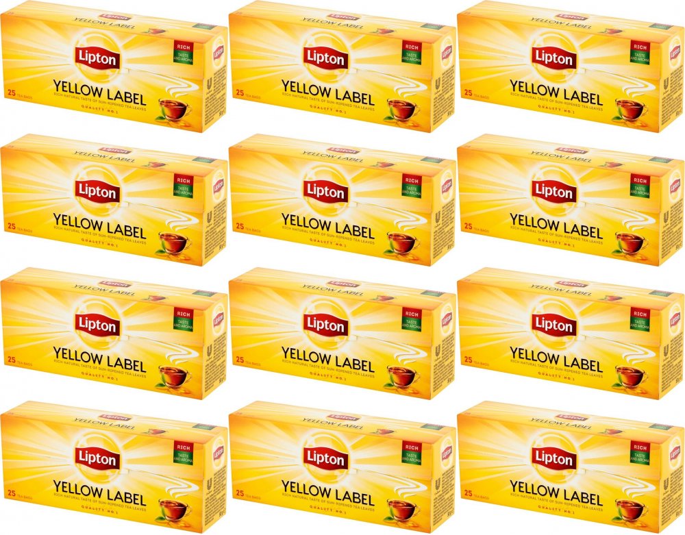 12x Herbata czarna w torebkach Lipton Yellow Label, 25 sztuk x 2g