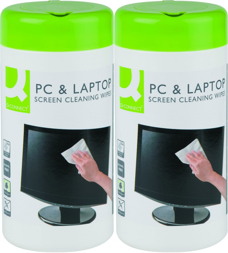 2x Ściereczki do czyszczenia ekranów Q-Connect, tuba, 100 sztuk