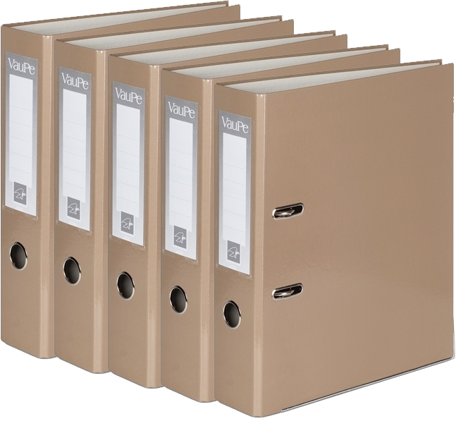 5x Segregator A4 VauPe FCK, szerokość grzbietu 75mm, do 500 kartek, kakaowy