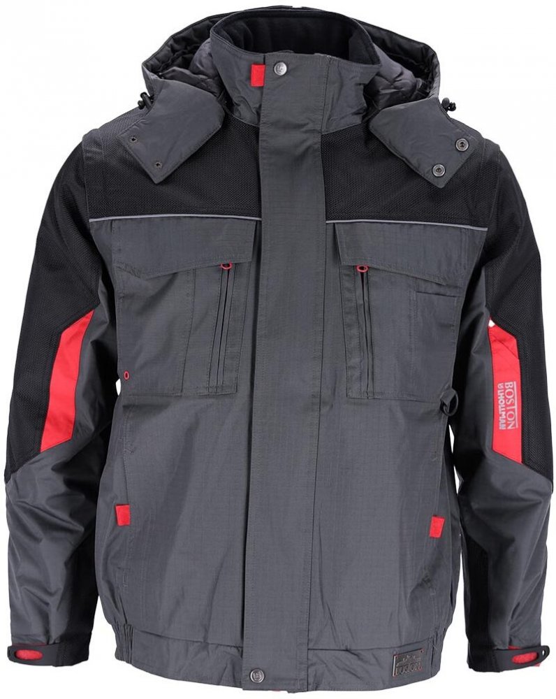 Kurtka ocieplana Leber&Hollman Boston, rozmiar M, szaro-czerwony