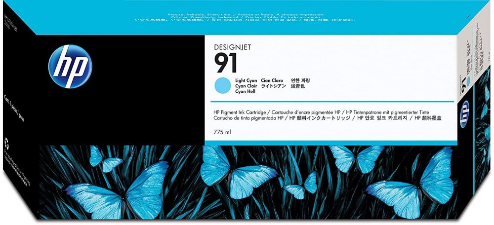 Tusz HP 91 (C9470A), 775ml, light cyan (jasny błękitny)