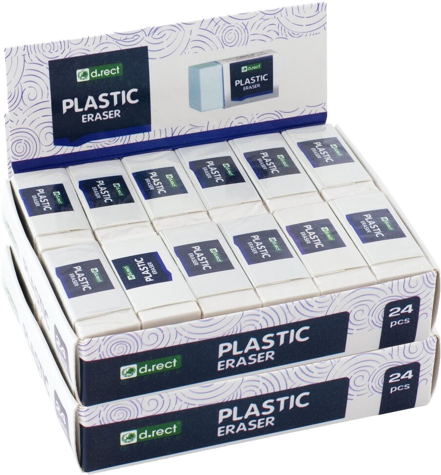 48x Gumka ołówkowa D.Rect, 48x19x12mm, biały