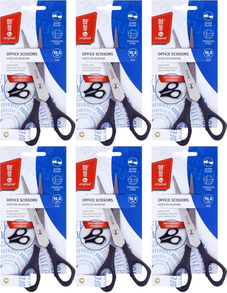 6x Nożyczki biurowe MemoBe, 15.5cm, czarny