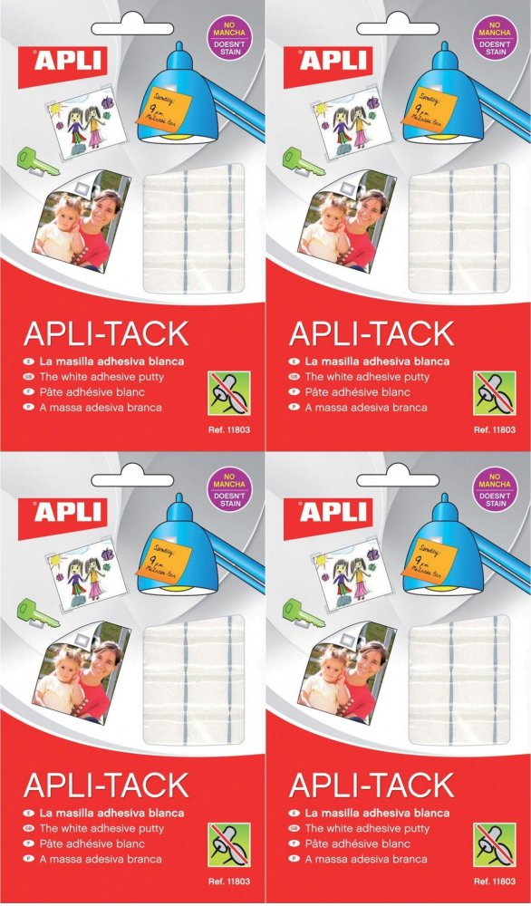 4x Masa mocująca Apli Tack, 75g, biały