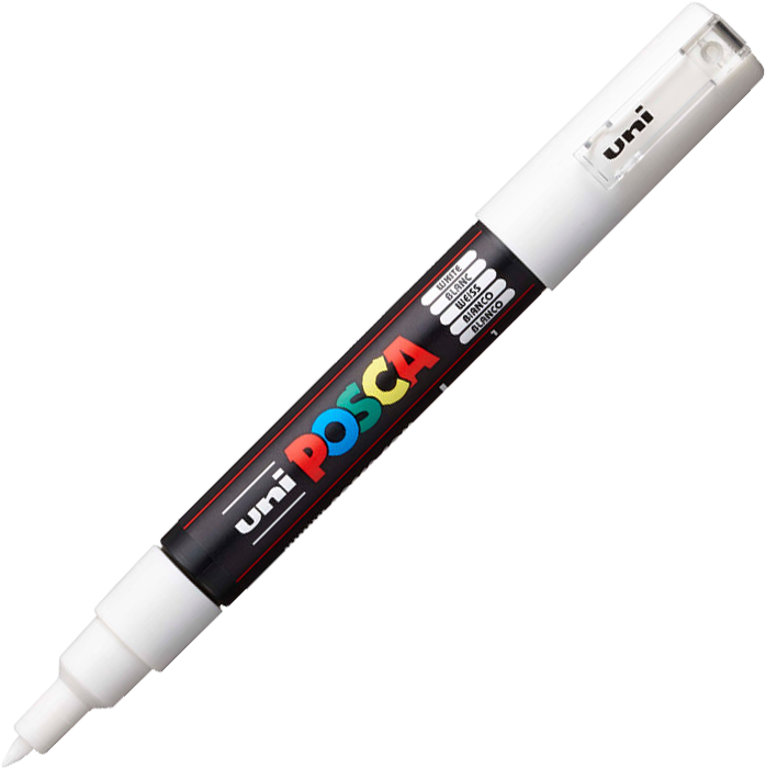 Marker Posca PC-1M, z farbą plakatową, okrągła, 0.7mm, biały