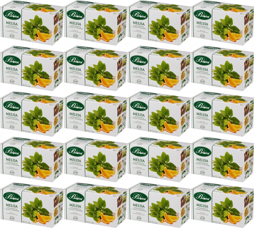 20x Herbata ziołowa w torebkach BiFix, melisa i pomarańcza, 20 sztuk x 2g