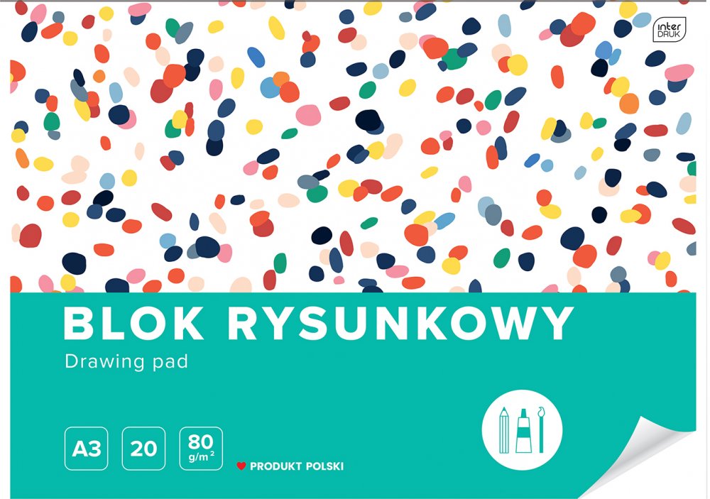 Blok rysunkowy Interdruk, A3, 20 kartek, biały