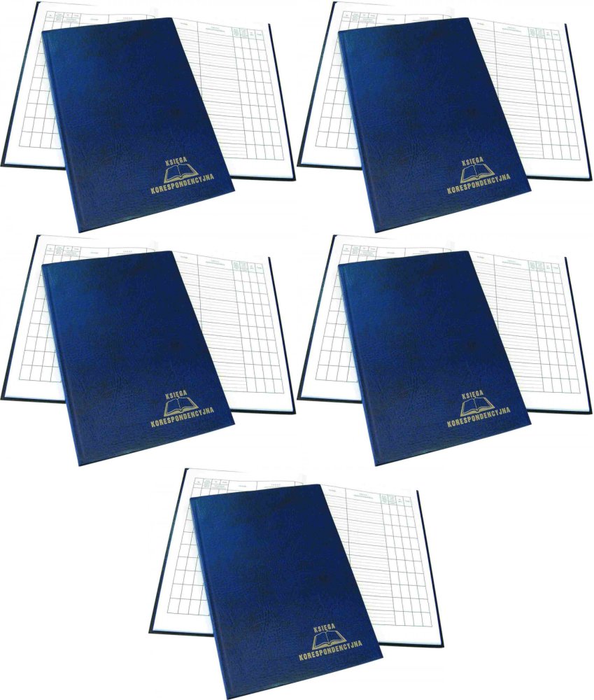 5x Księga korespondencyjna Warta, A4, 192 karty, granatowy