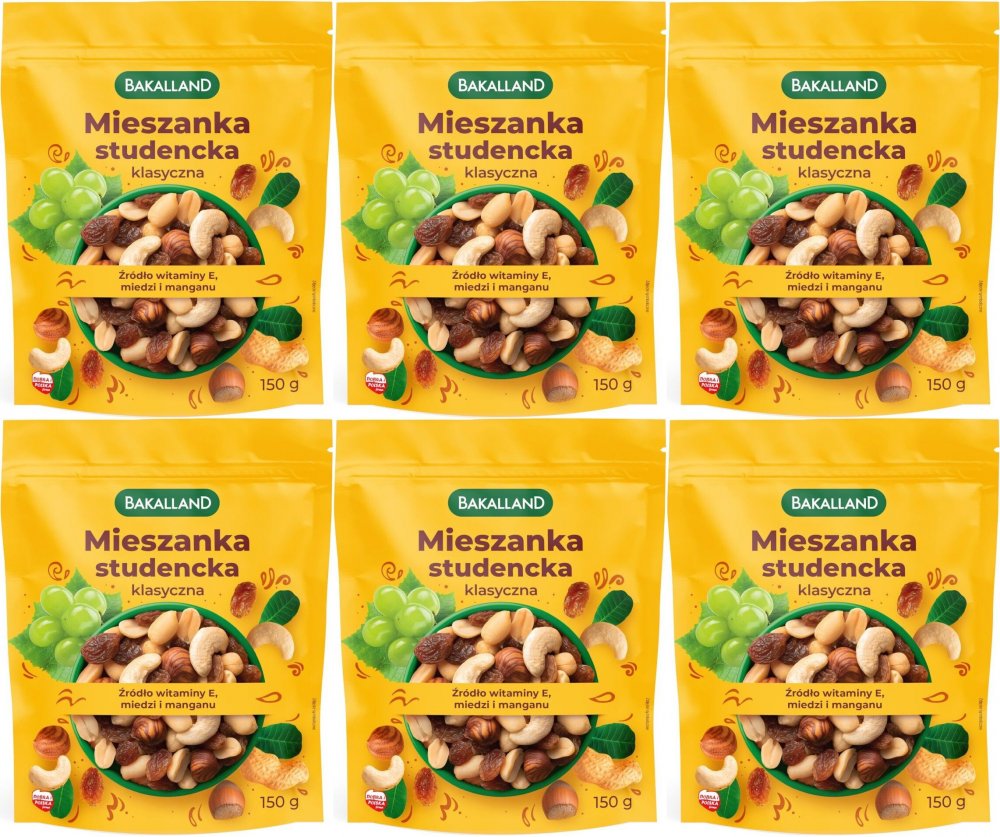 6x Mieszanka studencka klasyczna Bakalland, 150g