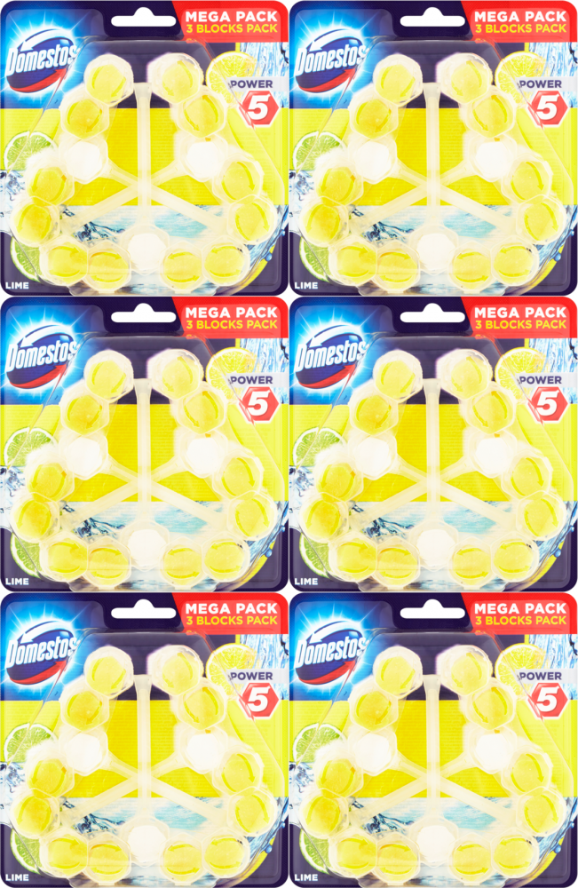 6x Zawieszka do WC Domestos Power 5, lime, 3x55g
