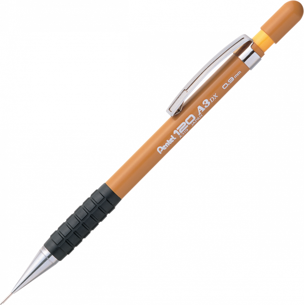 Ołówek automatyczny Pentel A300, 0.9mm, z gumką, żółty