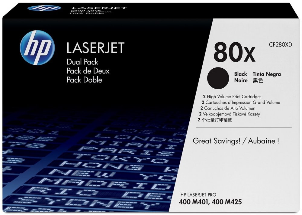 Toner HP 80X (CF280XD), 2 sztuki, 2x 6900 stron, black (czarny)