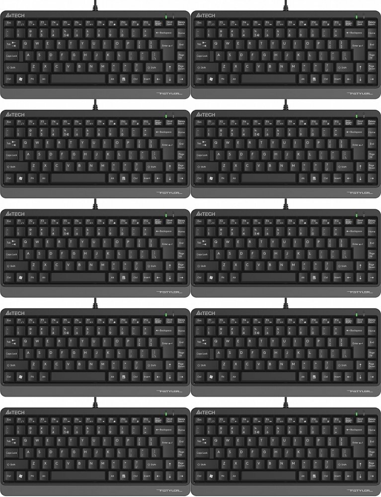 10x Klawiatura przewodowa A4Tech FStyler FK11, szary